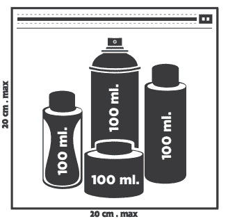 Image of containers and allowed sizes